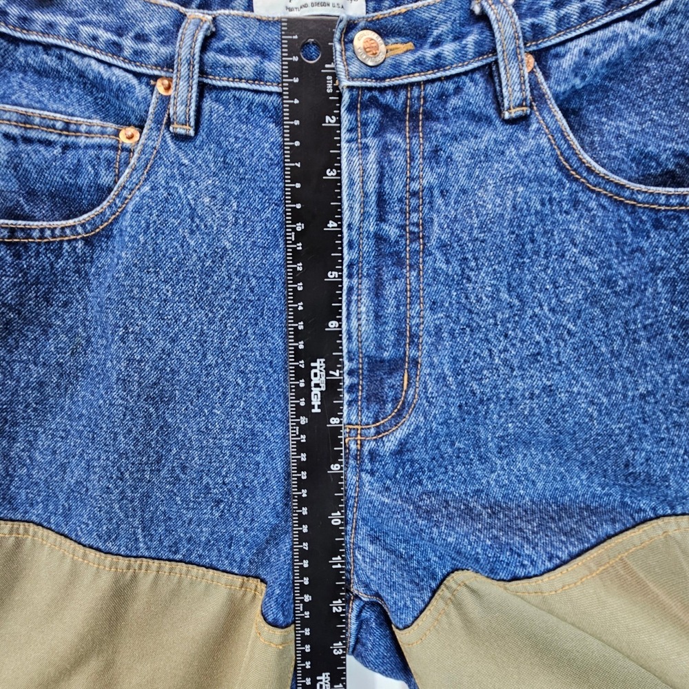 Y2K Columbia Field Jeans Mens 32x34 Blue Tan Canvas Brush Guard Hunting Work. - Picture 8 of 11